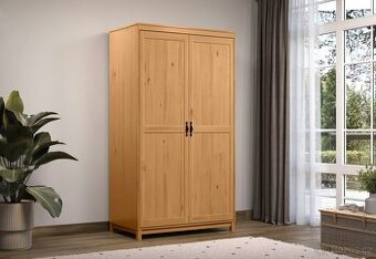 Nová šatní skříň z borovice, přírodní a bílá barva