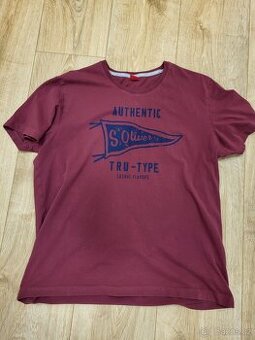 Pánské tričko, S. Oliver, červené / vínové, XL, 100% bavlna