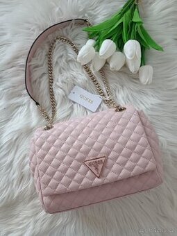 Prošívaná růžová crossbody kabelka Guess