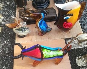 Sklo Murano Býk Váza Pelikán