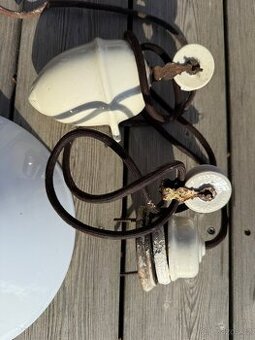 Starožitná porcelánová stahovací lampa stahovacka