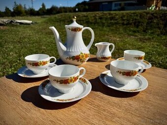 Retro kávová souprava Eschenbach Bavaria – květinový dekor