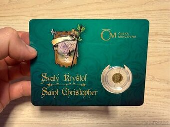 Zlatá mince Patroni – Svatý Kryštof (0,5 g) Česká mincovna