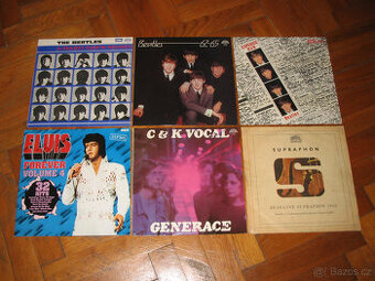 LP vinyly = Elvis Presley, The Beatles, Genesis a další.