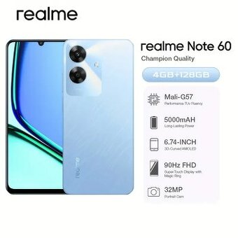 Nový nerozbalený Realme Note 60 modrý 4+128GB