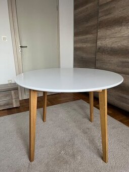 Jídelní stůl JEGIND Ø105 bílá/přírodní
