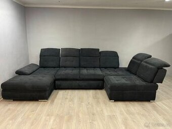 Prostorná sedací souprava do U - tmavá