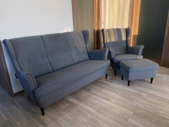 Set - pohovka + křeslo s podnožkou STRANDMON