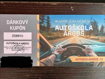 Dárkový kupón autoškola Argos 2500 Kč