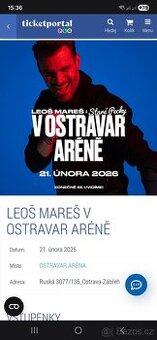2 lístky na koncert Leoše Mareše v Ostravě