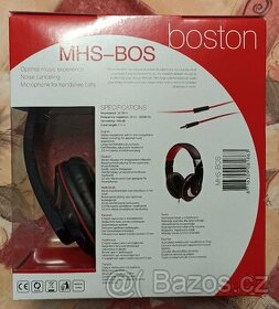Nová MHS-BOS sluchátka s mikrofonem Černo-Červená

