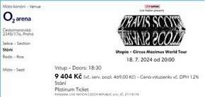 Travis Scott VIP Platinum Ticket - 18.7. 02 Praha