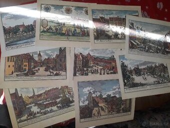 LEVNĚ kolorované litografie Norimberka LP 1716