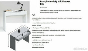 Psací / kosmetický stolek, stůl, bílý mat