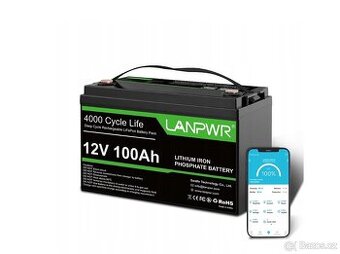 NOVÁ LiFePO4 baterie LANPWR 1280WH 12V 100A BMS s BLUETOOTH