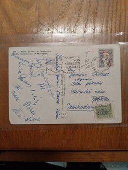 SPARTA autogramy na pohlednici