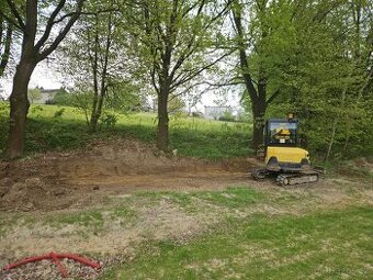 Výkopové práce minibagrem Yanmar, přeprava vozíkem 3t - 1