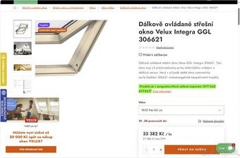 Prodám 2 ks výklopně kyvné okno VELUX GPL SK10