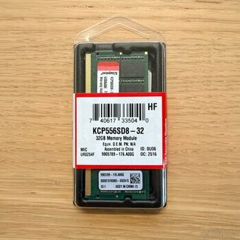Kingston 32GB DDR5 5600MHz SO-DIMM KCP556SD8-32 – NOVÁ