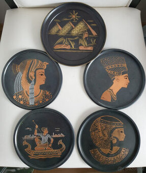 Retro talířky Egypt Faraon Nefertiti Sfinga 5ks