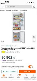 Vestavěna lednice Samsung/-50% /zaruka/doprava