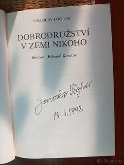 Dobrodružství v Zemi nikoho, Jaroslav Foglar, podpis autora
