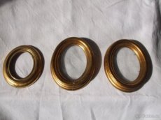 oválné rámečky dřevo 3 kusy sklo