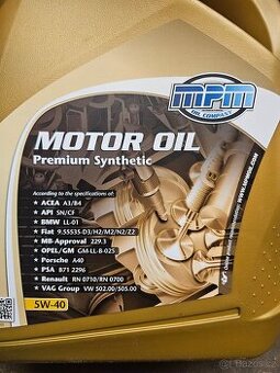 Nový motorový olej MPM 5W-40 5 litrů