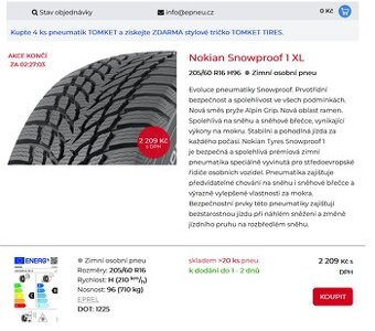 zimní pneu Nokian Snowproof 1 XL, 7mm, DOT1023