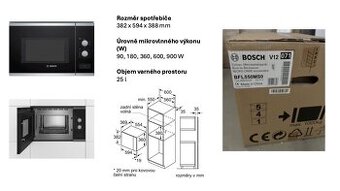 Vestavná mikrovlná trouba zn. Bosch BFL550MS0