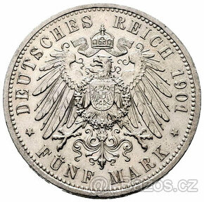 mince stříbro Vilém II. staré Prusko.