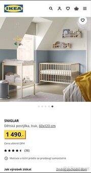 Detska postylka IKEA Sniglar s matraci a mantinelem