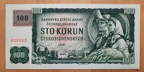 100 Kčs 1961 s kolkem stav UNC hezké číslo