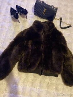 Kozisek umely hnedy kratky kozich zip 38 damske - 1