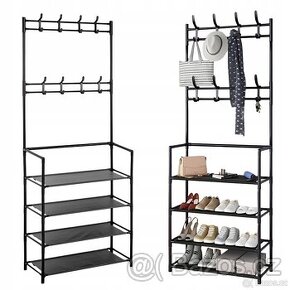 Multifunkční věšák s botníkem - černý, 168 cm