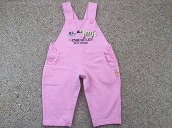Růžové bavlněné kalhoty / lacláče vel. 68/74