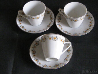 PORCELÁN- 3+3 šálky s talířky-dekor-zn.ČÍNA-nepoškozené
