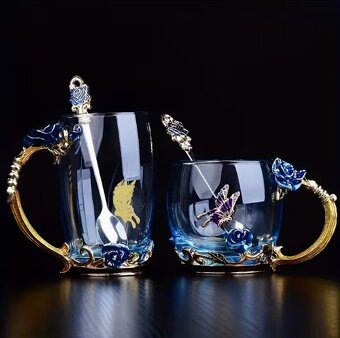 k prodeji Elegantní Smaltovaná Sada Šálků na kavu a čaj