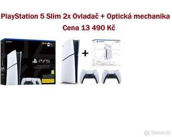 PS5 Slim s mechanikou 1TB + 2x Ovladač - Nový Nerozbalený