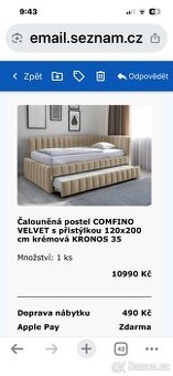 Čalouněná postel s přistýlkou -  COMFINO VELVET 120x200