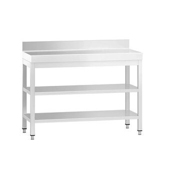 Nerezový stůl s 2 policemi (od 90cm do 200cm)