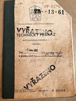 Technický průkaz Škoda RTO 706