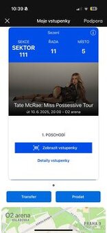 Tate McRae lístkek na sezení