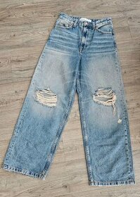 Džíny baggy s roztrháním vel. XS - BERSHKA