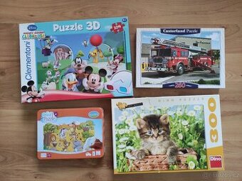 Puzzle hasiči, kotě, koťátko, Mickey Mouse