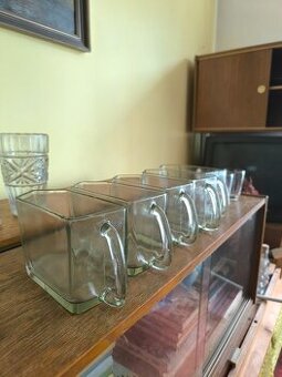 Sklo zásobníky do kuch. linky na sůl, cukr apod.-retro - 1