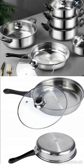 Nádobí, hrnce sada 12dilu, ideální na chatu, karavan atd.