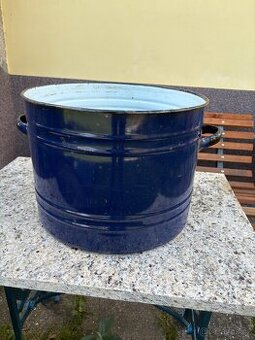 Starý smaltovaný hrnec - modrý smalt