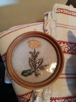 Keramický obrázek, dřevěný rámeček