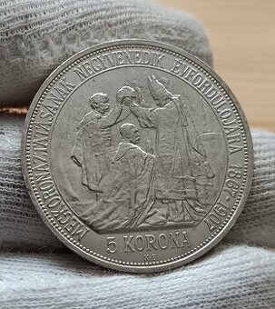 RU 5koruna 1907 40.výročí korunovace Františka Josefa I.